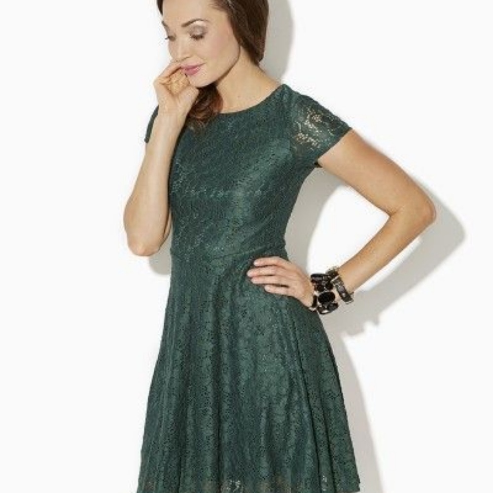 Charming Charlie Forest Green Lace Dress